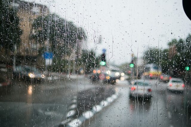 Photo driving safely in the rain