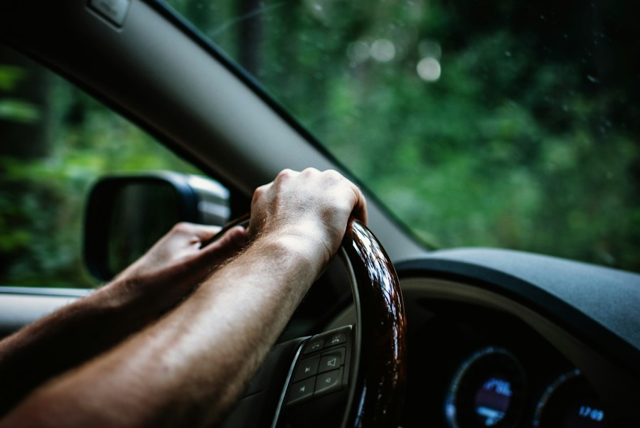 Photo driving safely in the rain